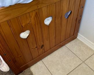 #34 - $200 - Pine trundle bed heart shape incl. mattresses 79x42x34