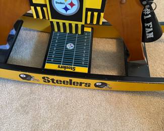 #31 - $100 -  Steelers themed wood rocking horse 37x11