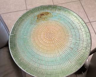 #9 - $80 - Pair of glass mosaic side tables 24Wx18T

