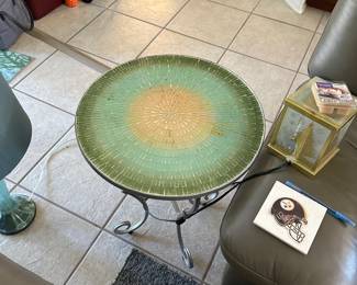 #9 - $80 - Pair of glass mosaic side tables 24Wx18T
