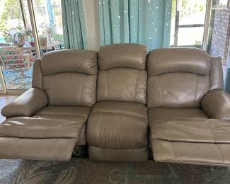 #4 - $350 - Leatherette grey sofa double recliner manual 48Wx39Dx42T
