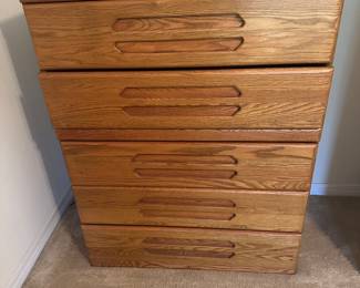 #41 - $150 - Oak tall chest 4 drawers 36x17x47T 
