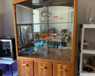 #37 - $220 - Oak china cabinet 48X17x75 with glass doors 