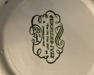 29 250.00 Currier & Yves by Royal blue & cream "The Old Grist Mill" set of 16 plates, 7 soup plates, 13B&B, 16 pudding bowls, 23 cups & saucers & 2 cups, 1 round dish (small chip)1 oval dish + 3 extra plates odd