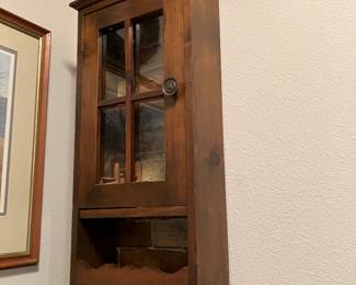 46 50.00 Small wood curio cabinet 14x28x6D