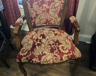 15 $95 each (2) French chairs 24x22x45 red/gold