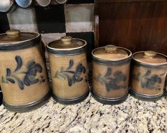 48 180.00 Maple city pottery Monmouth IL set of 4 canisters