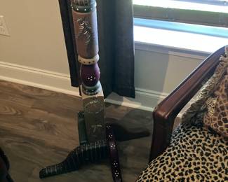 60 80.00 Imognene Nichols painted coat rack/ hats 72"H