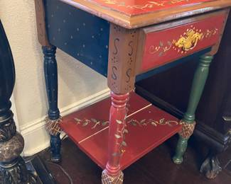 7 80.00 Imogene Nichols - Red painted side table 18Wx15Dx26H