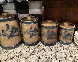 48 180.00 Maple city pottery Monmouth IL set of 4 canisters