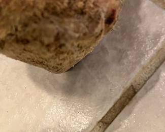 64 180.00 Two drawers chest brown top/red body & monkey feet 36Wx14Dx34H