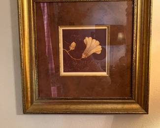 12 68.00 Pair of still life flowers in red matting/ gold frame 19x19