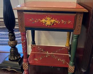 7 80.00 Imogene Nichols - Red painted side table 18Wx15Dx26H