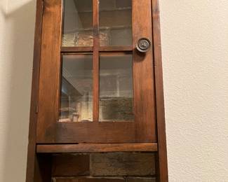 46 50.00 Small wood curio cabinet 14x28x6D