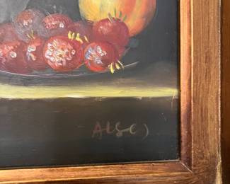 32 100.00 Decorative still life art in heavy gild frame 21x22