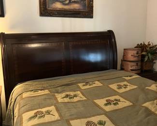 57 450.00 Queen sleigh bed inlaid with Therapedic mattress by Kathy Ireland Essentials Americana Prairie Dreams