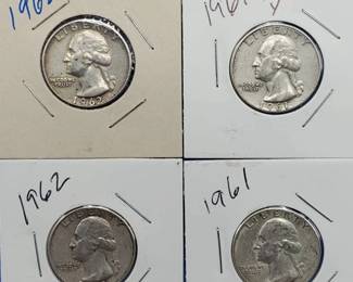 4 Washington Quarters 90% Silver
