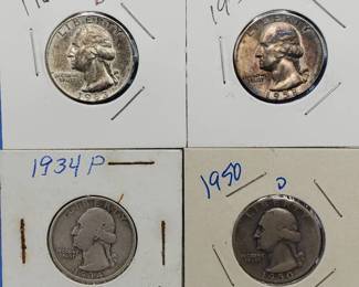 4 Washington Quarters 90% Silver
