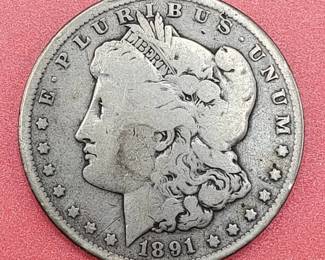 1891-O Morgan Silver Dollar, 90% Silver
