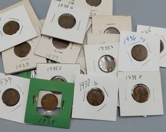 23 Lincoln Cent from the 1930's, incl. 1933-D, many 'S' Mintmarks
