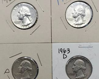 4 Washington Quarters 90% Silver
