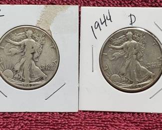 1942 & 1944-D Walking Liberty Half Dollars 90% Silver
