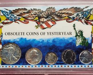 90% Silver WL Half, Washinton Quarter & Mercury Dime and a Steel Penny
