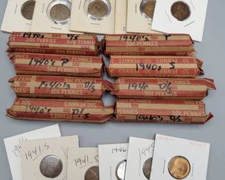 412 Wheat Cents from the 1940's, many with Mintmarks
