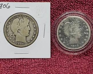 1895 & 1906 Barber Half Dollars 90% Silver
