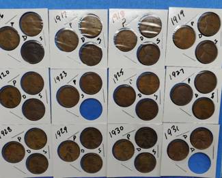 34 Old Lincoln Cents--see photo for dates
