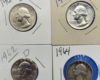4 Washington Quarters 90% Silver
