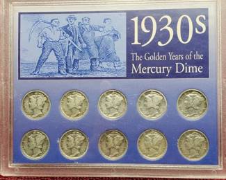 8 Mercury Dimes 90% Silver
