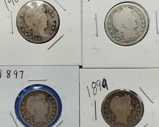 4 Barber Quarters 90% Silver
