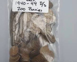 200 Wheat Cents 1940-1949, D & S Mintmarks
