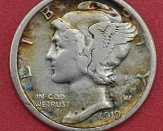 1919-D Mercury Dime--Tough to find in the higher grades
