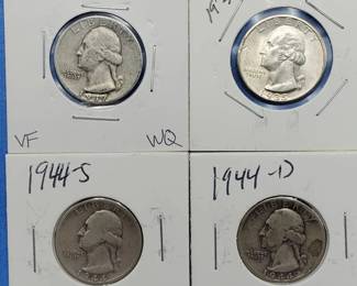 4 Washington Quarters 90% Silver
