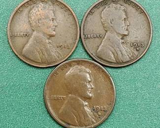 1913-P, D & S Lincoln Cents

