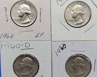 4 Washington Quarters 90% Silver
