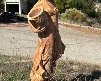 4 garden statues and concrete benches tables and fountains