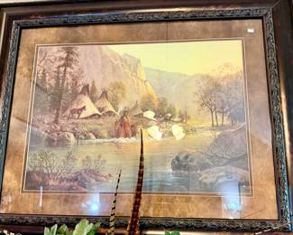 G. HARVEY INDIAN CAMP SCENE ART.