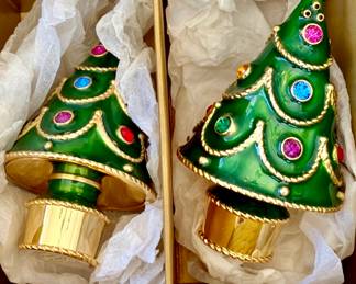 Neiman Marcus Christmas tree salt & pepper shakers.