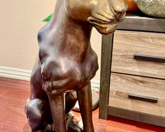 PAIR OF LARGE BRONZE PANTHERS.