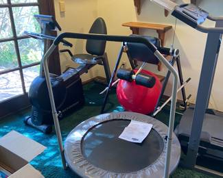 trampoline, treadmill, bicycle