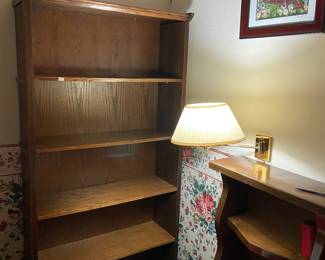 Oak bookself, oak head board