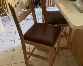 Leather seat southwestern style barstool