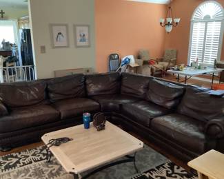 Leather Bernhardt sectional couch sofa