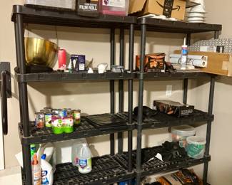 Items and shelving are for sale. Multiple types of shelving for sale. 