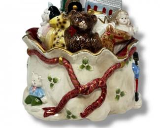 96 FitzFloyd1987SantasToySackCookieJarHandPainted