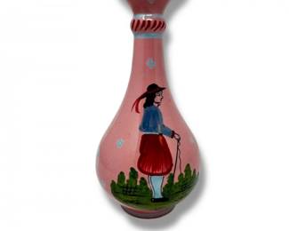 25 HenriotQuimperPinkHandPaintedVaseFrancec1930s