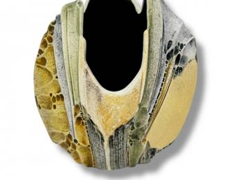 73 SignedUniqueAbstractSculpturalPotteryVaseTexturedEarthTones